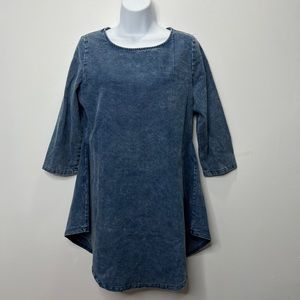 Resort acid wash denim mini high low dress 90s Y2K style